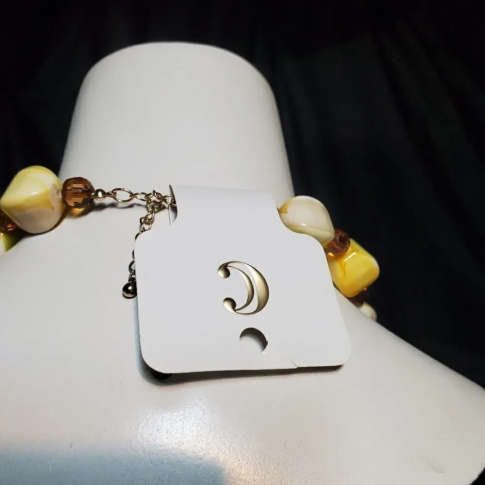 NWT Charming Charlie Yellow, Gold, & Brown Necklac - Picture 4 of 4